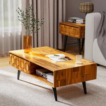 Solid Wood Coffee Table With Drawers: Clutter-Free Living