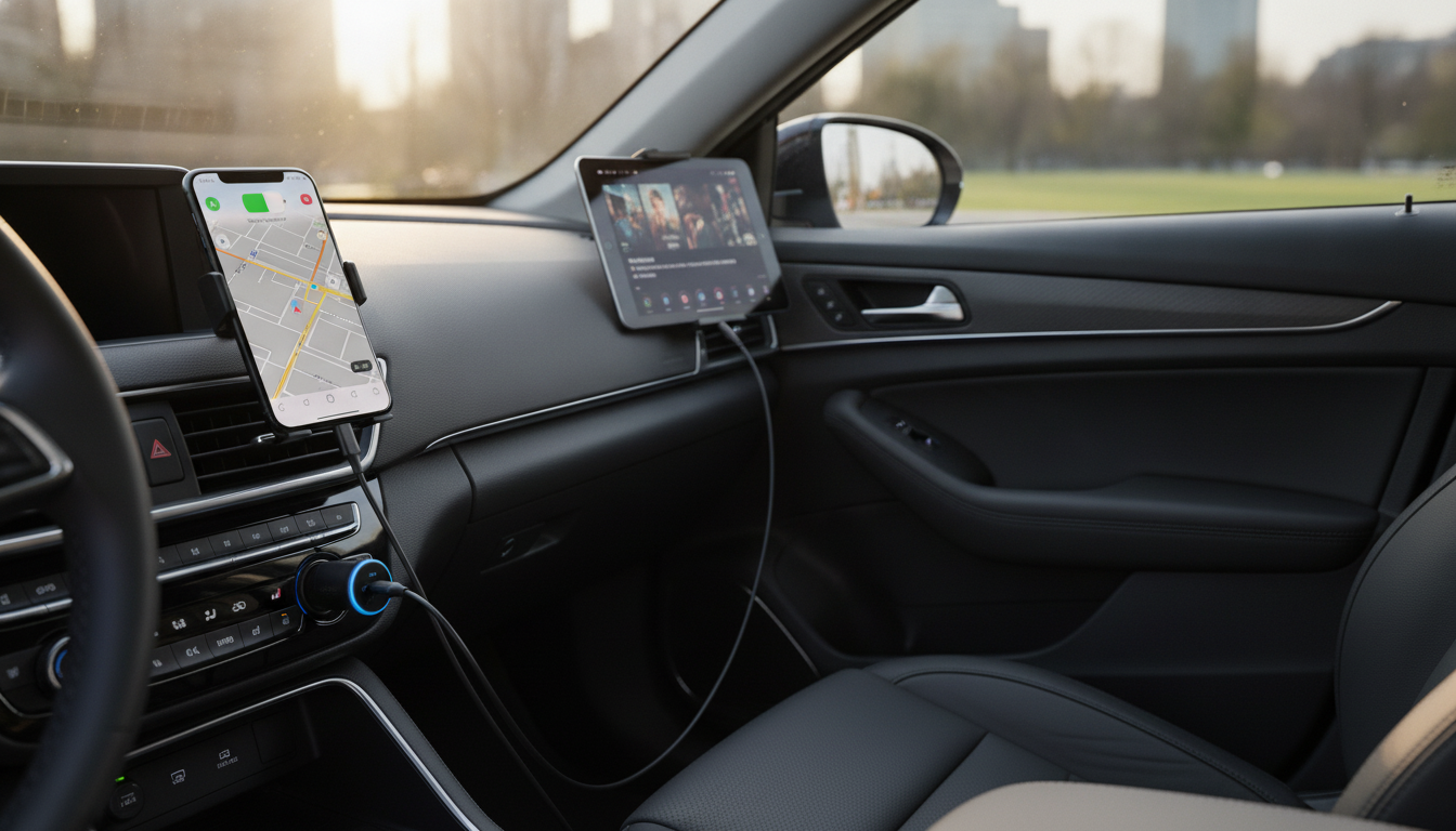 52.5W Dual-Port Car Charger: USB-C 30W + USB-A