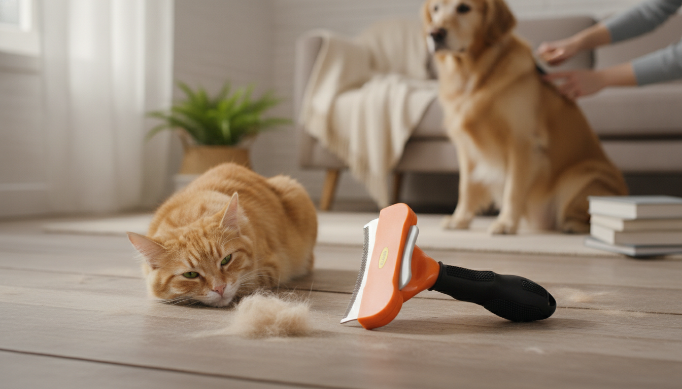Deshedding Brush for Cats & Dogs: Loose Hair Control