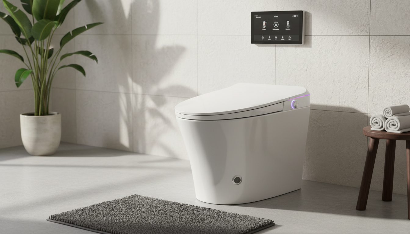 Smart Floor-Mounted Toilet: Auto Flush + Heated Seat