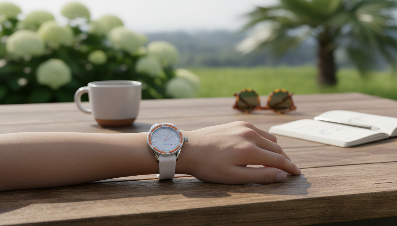 Folli Follie Silver Quartz Watch: White Silicone Strap