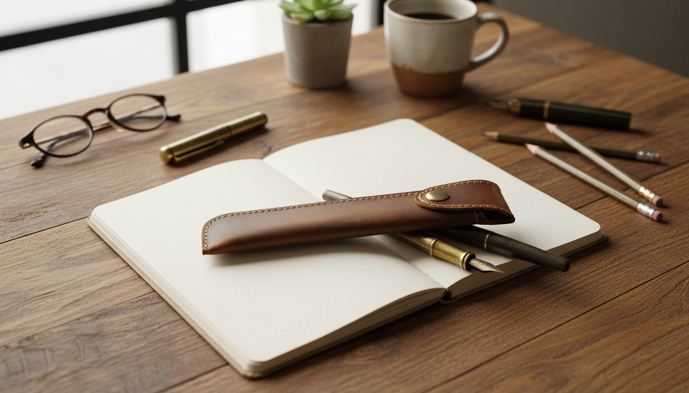Retro Cowhide Leather Pen Case: Handmade Office & School