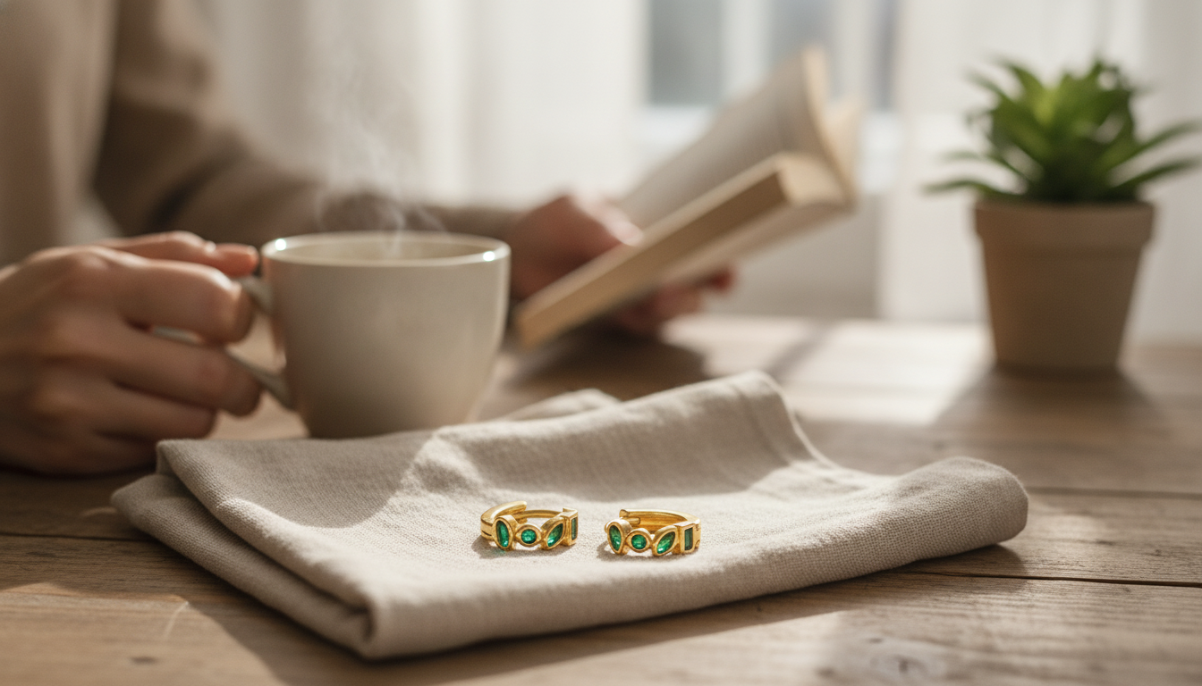 Minimalist Zircon Leaf Hoops for Subtle Everyday Shine