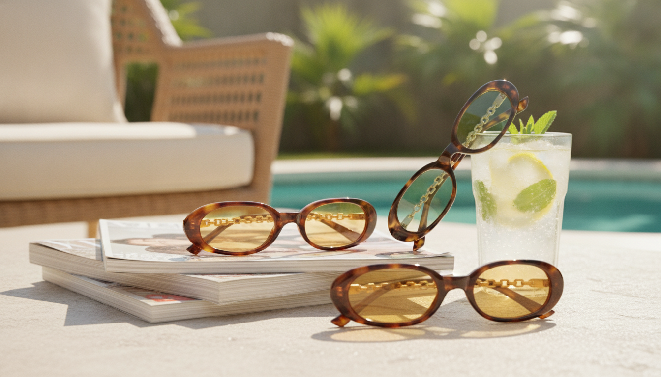 Retro Oval Sunglasses: Chain-Leg Style + UV400