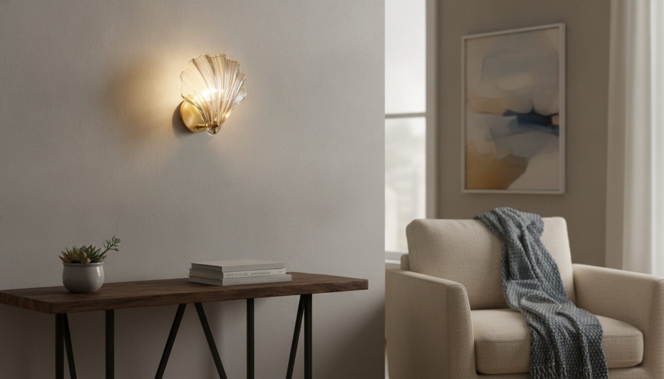 Brass Shell Wall Sconce with Nordic Glass Glow