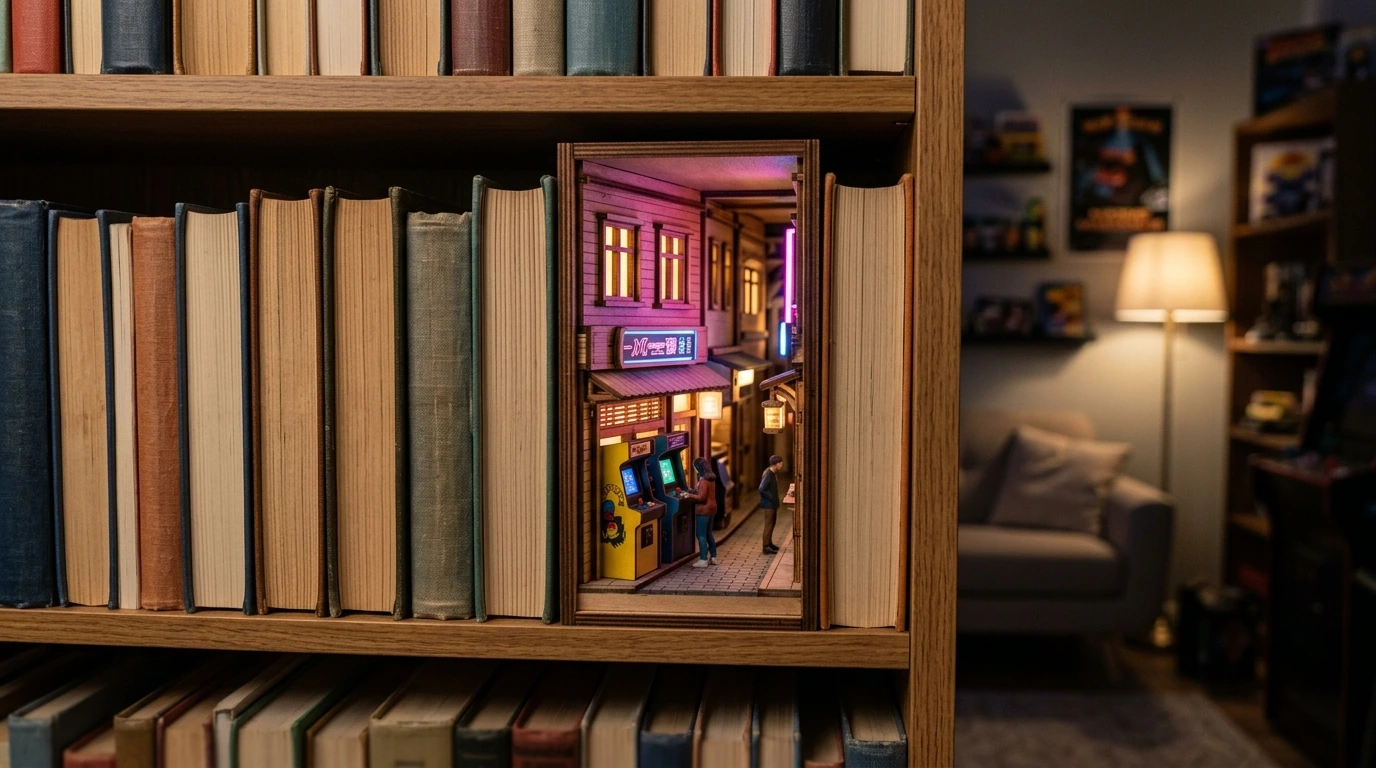 Arcade Romance Book Nook DIY Insert with LED Lights