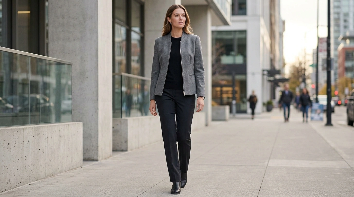 Guess Women’s Grey Zip Blazer: Modern Zip-Front Style