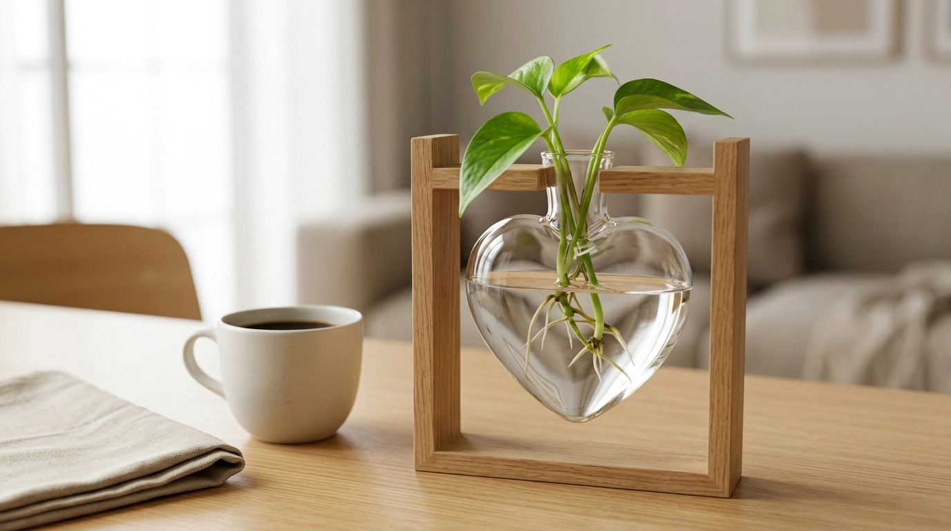 Heart-Shaped Hydroponic Vase: Roots-on-Display Decor