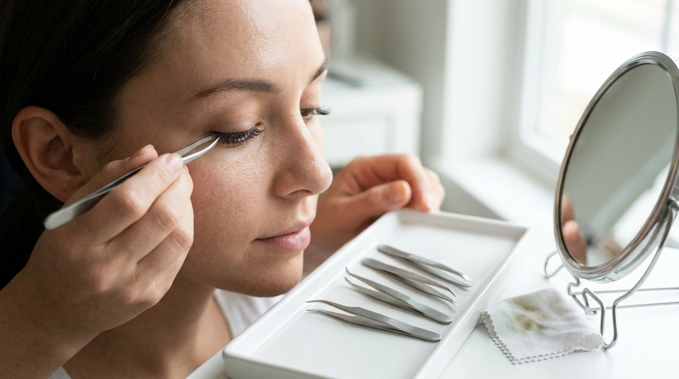 Stainless Steel Lash Tweezers Set for Precision Placement