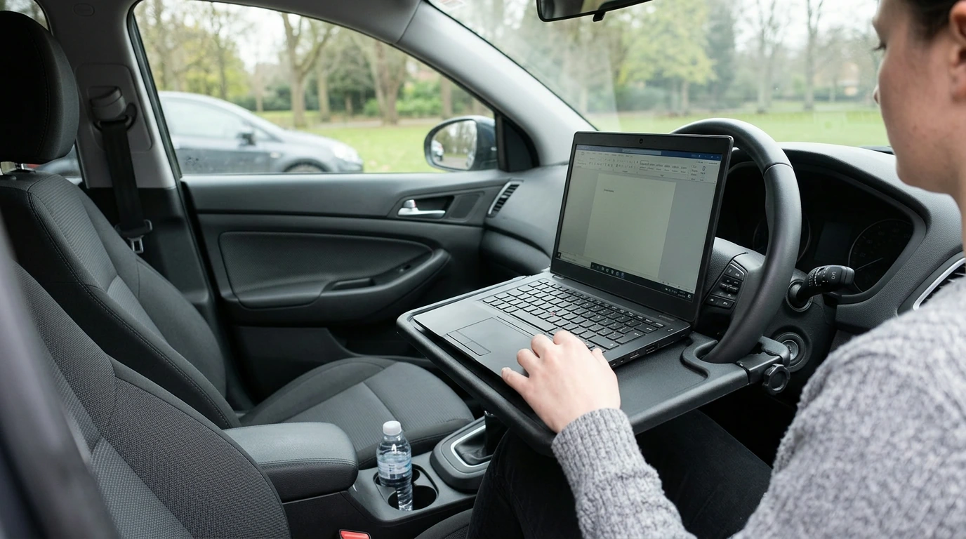 Steering Wheel Table for Car Meals & Laptop Work