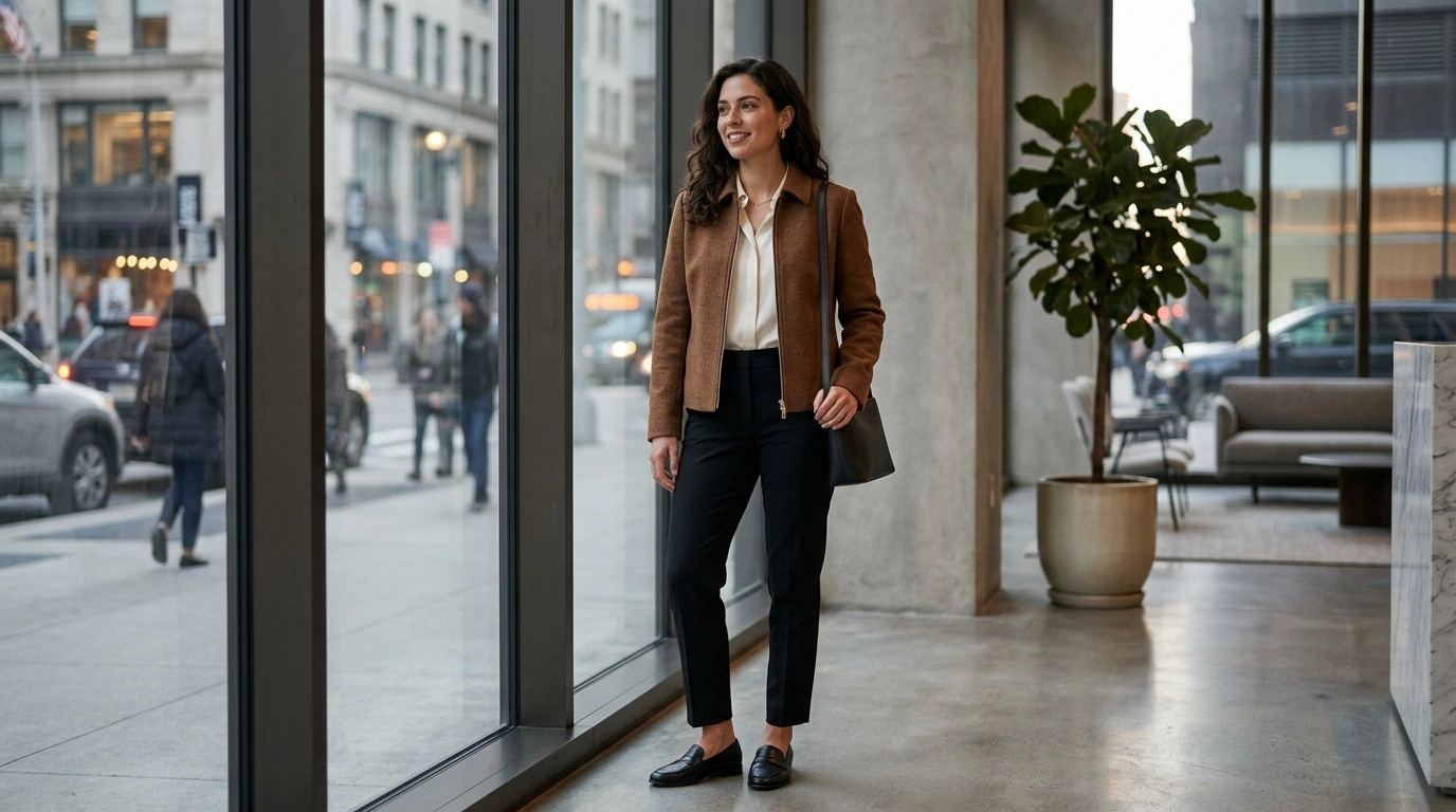 Tommy Hilfiger Brown Zip-Front Blazer: Fit & Styling