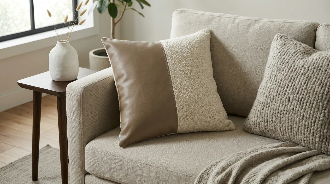 Faux Leather + Boucle Pillow Cover: Fast Modern Finish