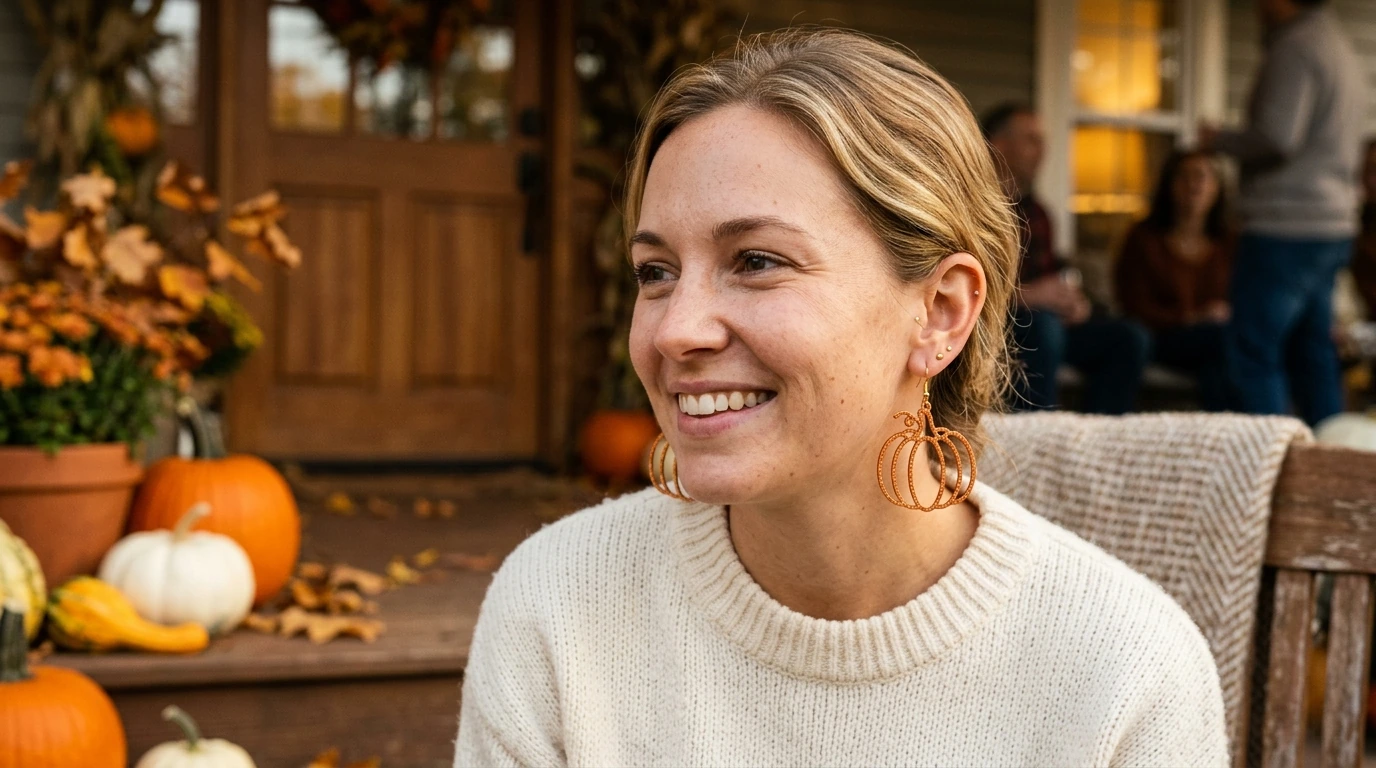 Glitter Hollow Pumpkin Earrings (2pcs) for Thanksgiving