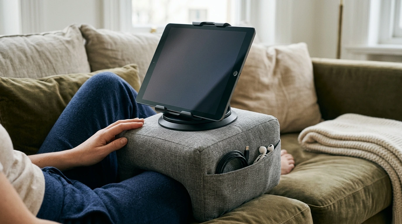 Pillow Stand with Storage & 360° Rotating Device Holder