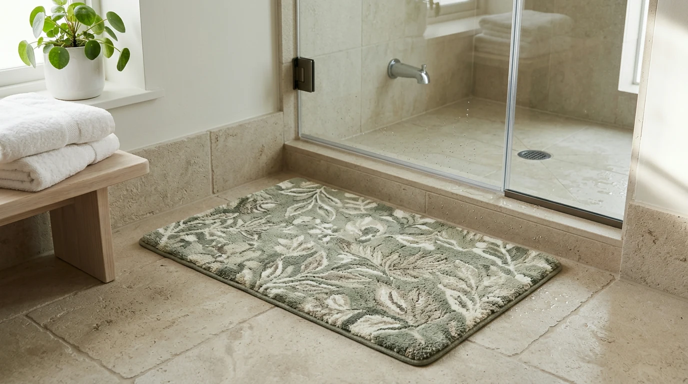 Soft Floral Microfiber Bath Mat: Plush, Fast-Drying