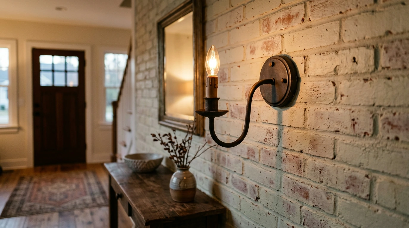 Vintage Industrial Wall Lamp: Candle-Style Glow