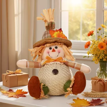 Harvest Scarecrow Wall Decor: Plaid & Sunflower Style