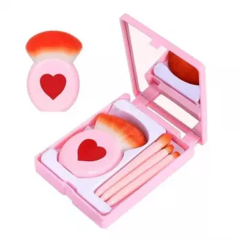Travel Makeup Brush Set with Mirror for Quick Touch-Ups